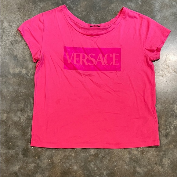 Versace Tops - Authentic Versace Hot Pink Logo Short Sleeve Tee